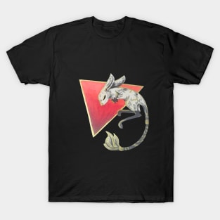 Cute Gerboa on a Red Triangle T-Shirt